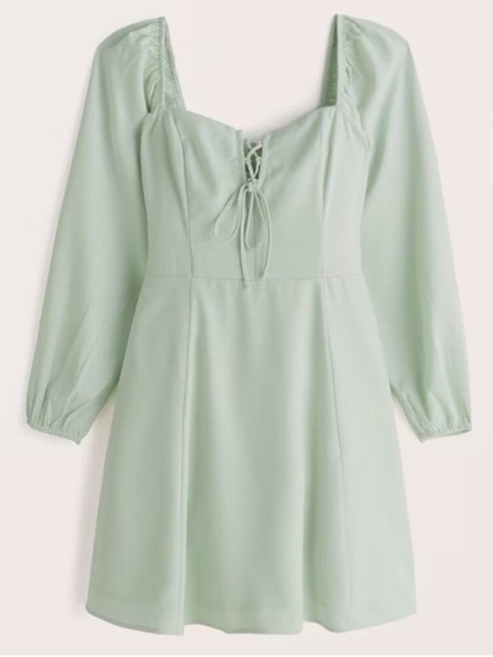 Abercrombie & Fitch Mint Green Long Sleeve Lace-Up Mini Dress